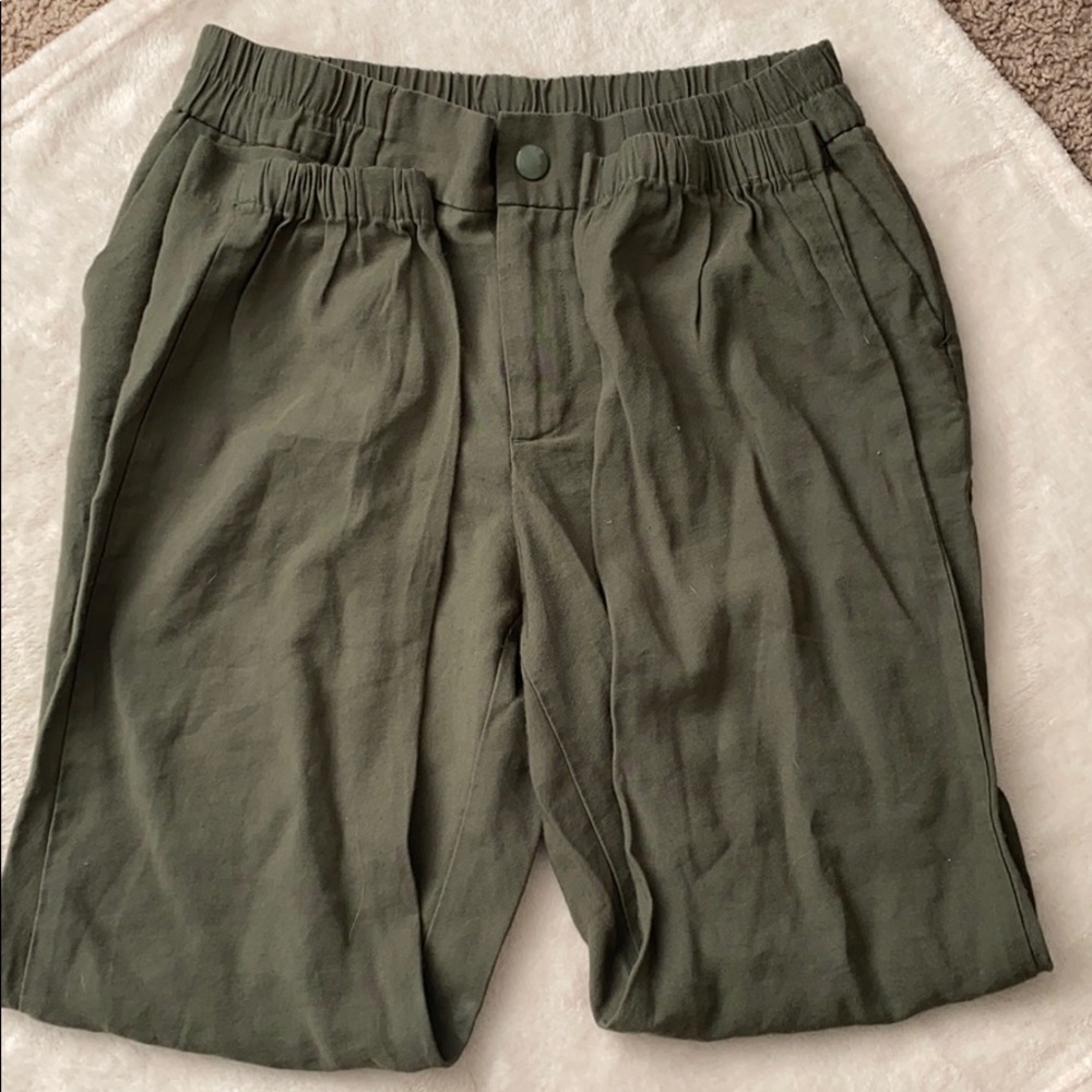 Olive green elastic joggers